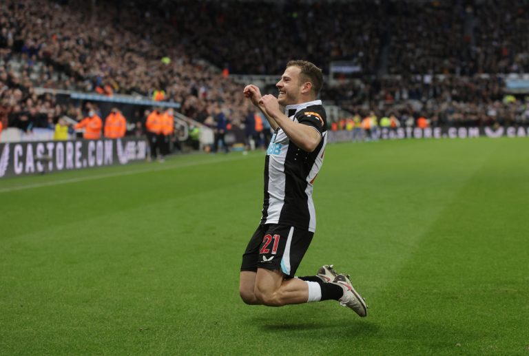 Newcastle United's Ryan Fraser celebrates scoring their second goal