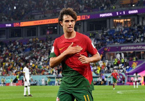 Portugal's Joao Felix celebrates scoring their second goal