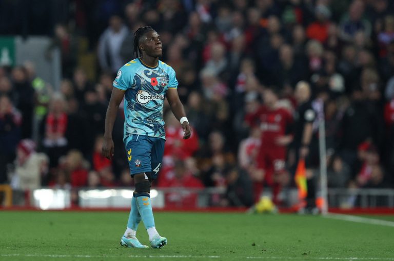 Southampton's Romeo Lavia reacts after being substituted