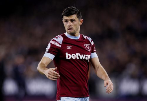 West Ham United's Aaron Cresswell competing against Bournemouth