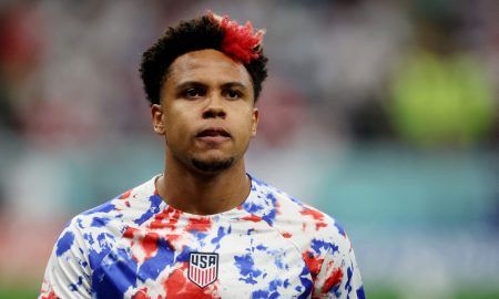 Weston McKennie of the U.S. during the warm up before the match against England