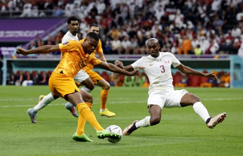 Tottenham target Denzel Dumfries in World Cup action for the Netherlands