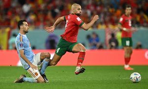 Tottenham transfer target Sofyan Amrabat in action for Morocco