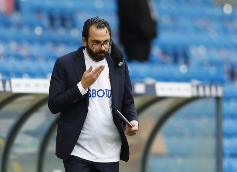 Leeds United transfer chief Victor Orta on the touchline