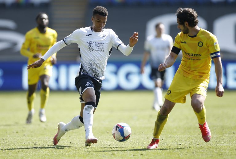 Morgan Whittaker in action for Swansea