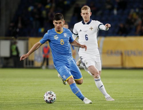 Ruslan Malinovskyi in action for Ukraine