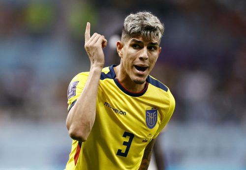 Piero Hincapie in action for Ecuador.