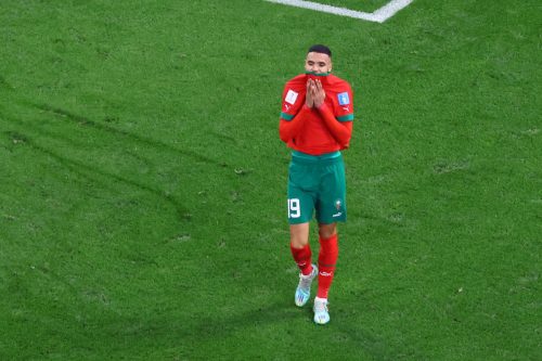 Youssef En-Nesyri in action for Morocco