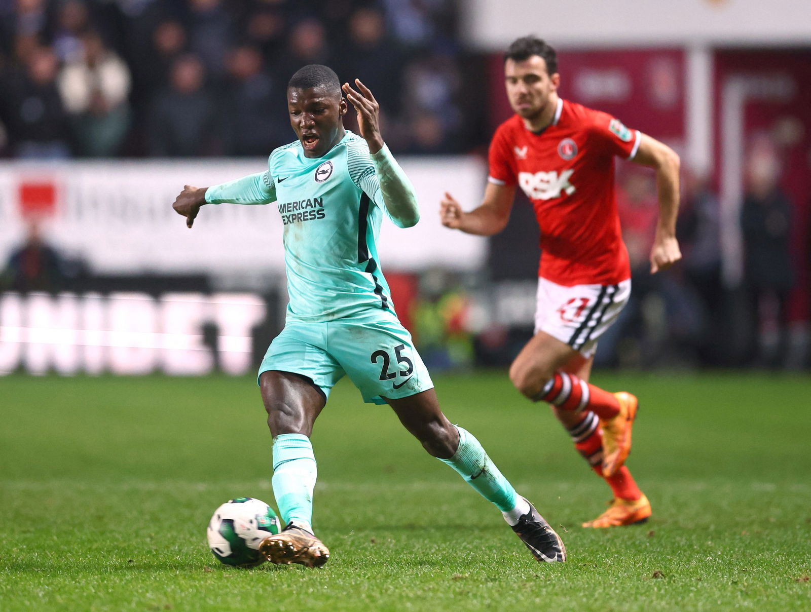 Brighton's Moises Caicedo in Carabao Cup action