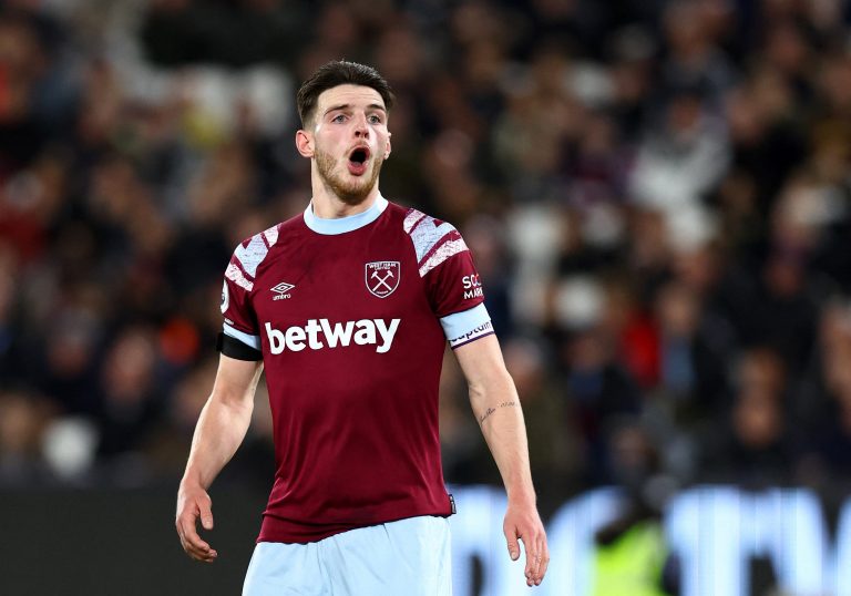 Declan Rice playing for West Ham