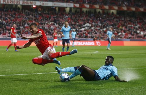 Benfica's Diogo Goncalves in action with Vizela's Koffi Kouao