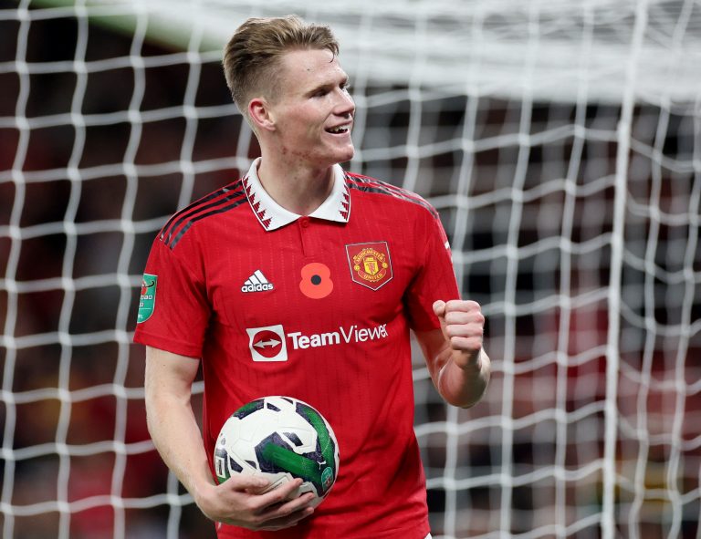 Manchester United's Scott McTominay celebrates scoring their fourth goal