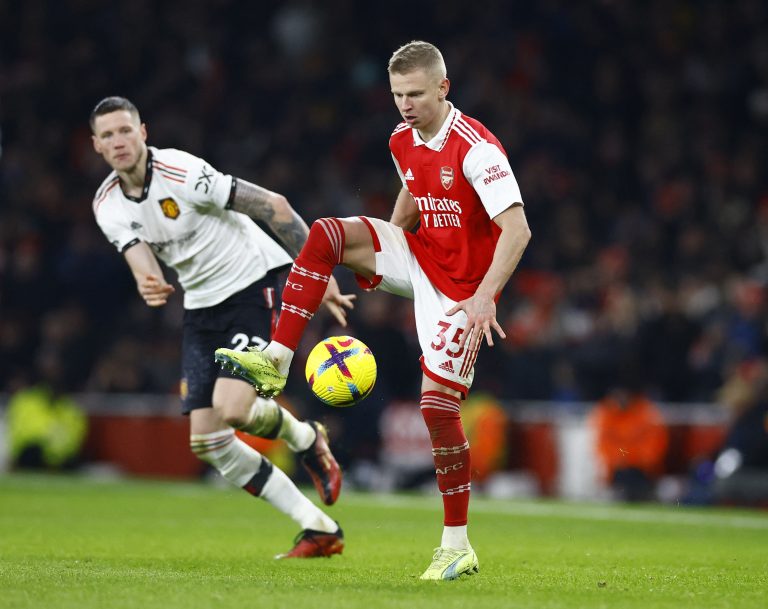 Oleksandr Zinchenko in action for Arsenal