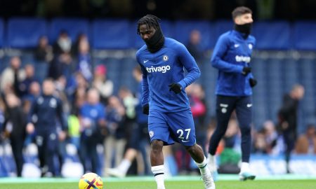 Chelsea's David Datro Fofana during the warm up before the match