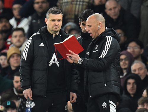 Leeds United coaches Michael Skubala, Paco Gallardo and Chris Armas