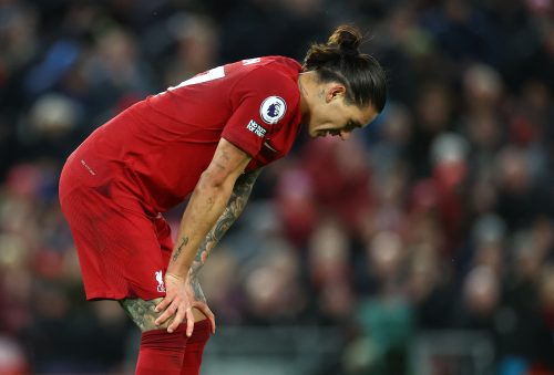 Liverpool's Darwin Nunez reacts