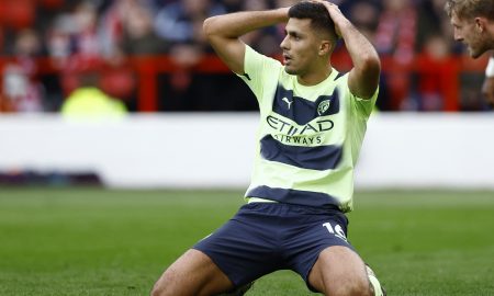 Manchester City's Rodri reacts
