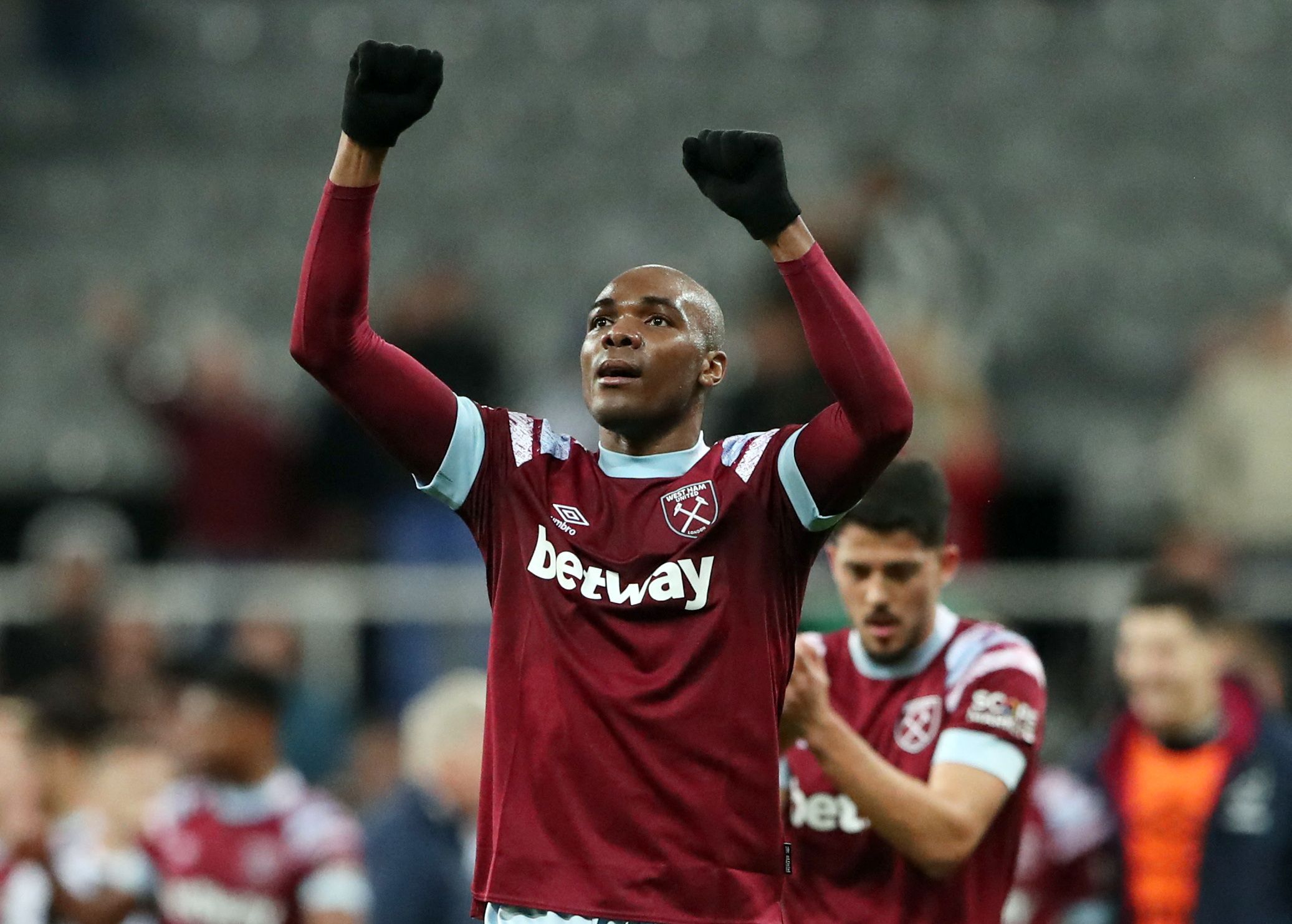 West Ham United's Angelo Ogbonna celebrates after the match
