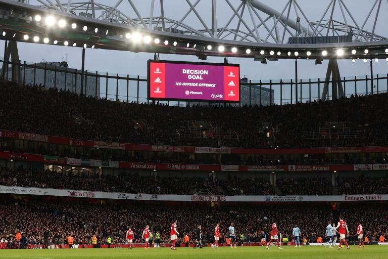 VAR decision during Arsenal v Brentford