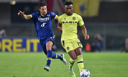 Tottenham youngster Destiny Udogie in action for Udinese