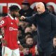 Manchester United manager Erik ten Hag talks to Fred