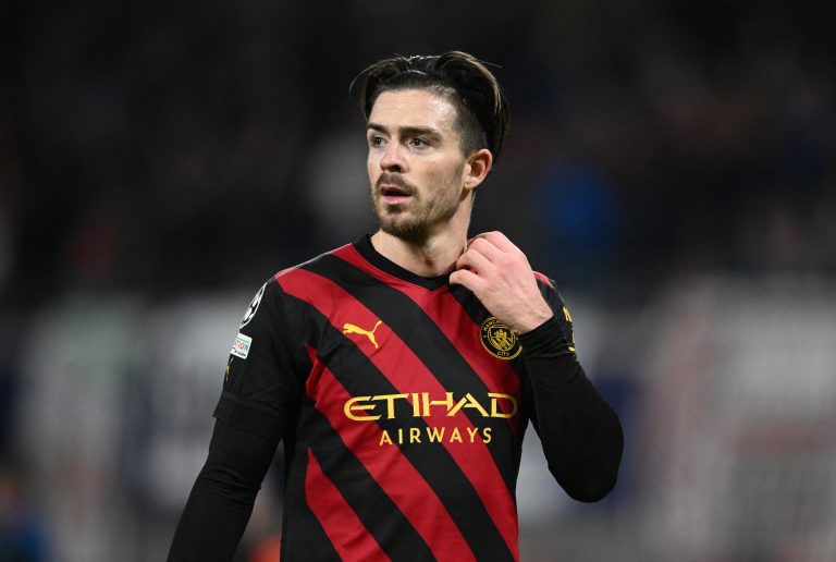 Man City star Jack Grealish in action against RB Leipzig