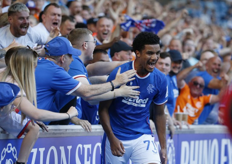 Malik-Tillman-celebrates-scoring-for-Rangers