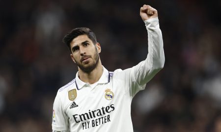 Real Madrid forward Marco Asensio celebrates