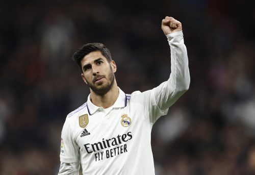 Real Madrid forward Marco Asensio celebrates