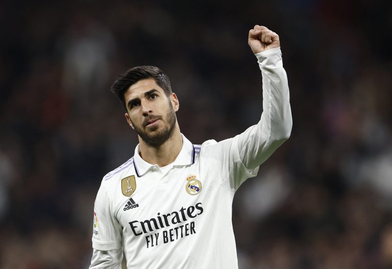 Real Madrid forward Marco Asensio celebrates