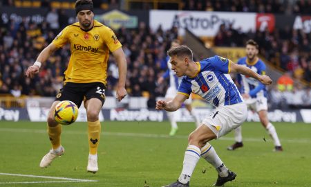 Newcastle transfer target Max Kilman in action for Wolves