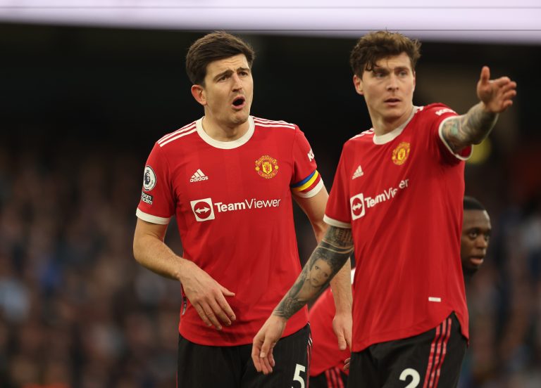 Manchester United's Harry Maguire and Victor Lindelof