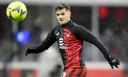 AC Milan's Brahim Diaz during the warm up before the match