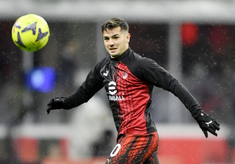 AC Milan's Brahim Diaz during the warm up before the match