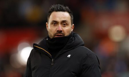Brighton & Hove Albion manager Roberto De Zerbi before the match