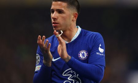 Chelsea's Enzo Fernandez applauds fans after being substituted