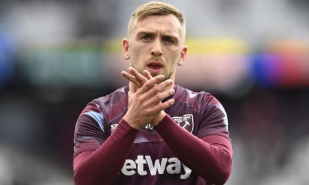 West Ham United's Jarrod Bowen during the warm up before the match