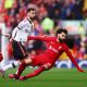 Man United captain Bruno Fernandes in action against Liverpool