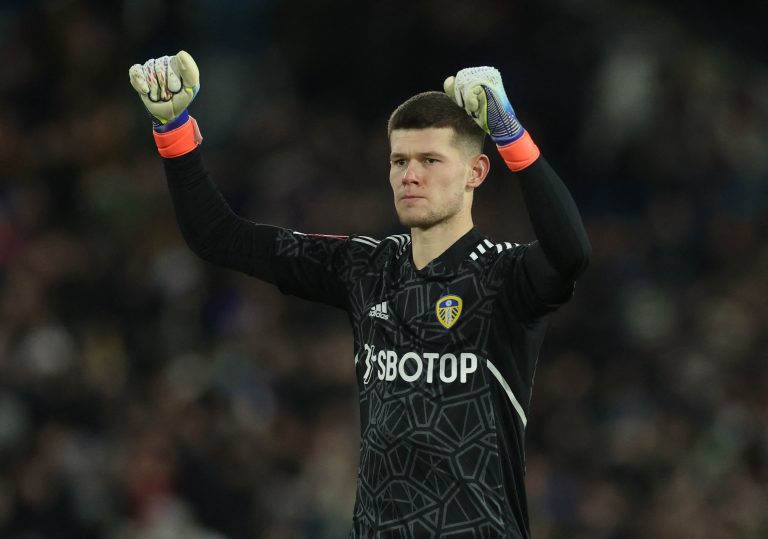 Illan-Meslier-celebrating-for-Leeds-United