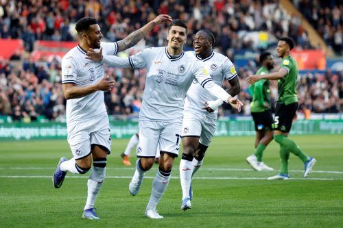 Joel-Piroe-celebrates-scoring-for-Swansea