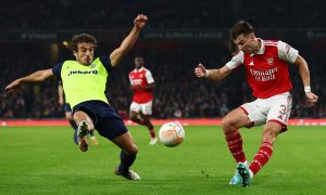 Kieran-Tierney-in-action-for-Arsenal
