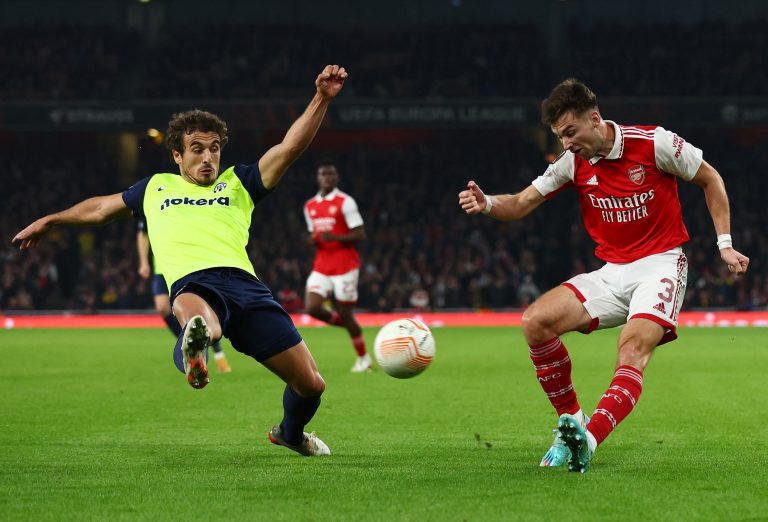 Kieran-Tierney-in-action-for-Arsenal