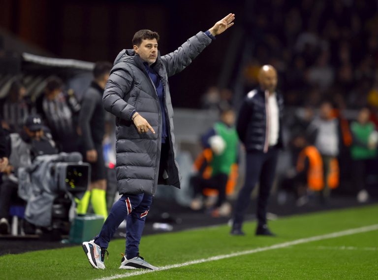 Tottenham target Mauricio Pochettino on the touchline for PSG