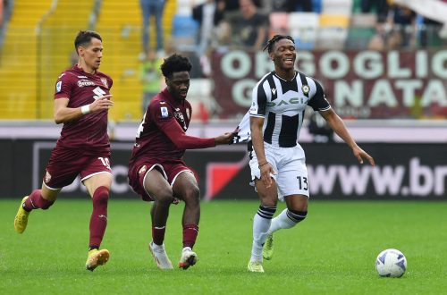 Torino star Ola Aina tussles against Udinese
