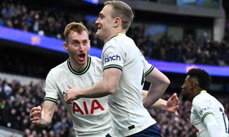 Tottenham starlets Oliver Skipp and Dejan Kulusevski celebrate