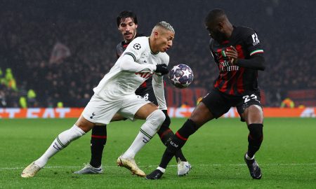 Tottenham striker Richarlison in action against AC Milan