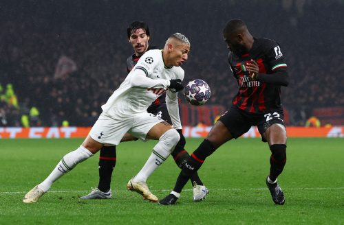 Tottenham striker Richarlison in action against AC Milan