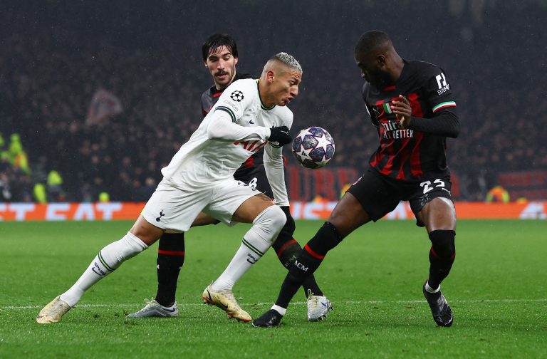 Tottenham striker Richarlison in action against AC Milan