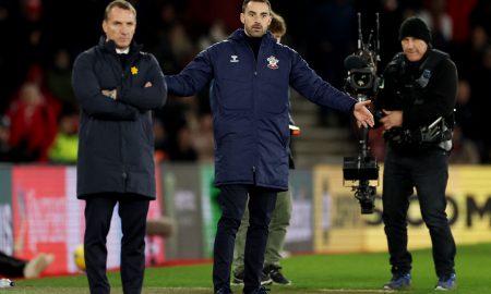 Southampton boss Ruben Selles on the touchline against Leicester