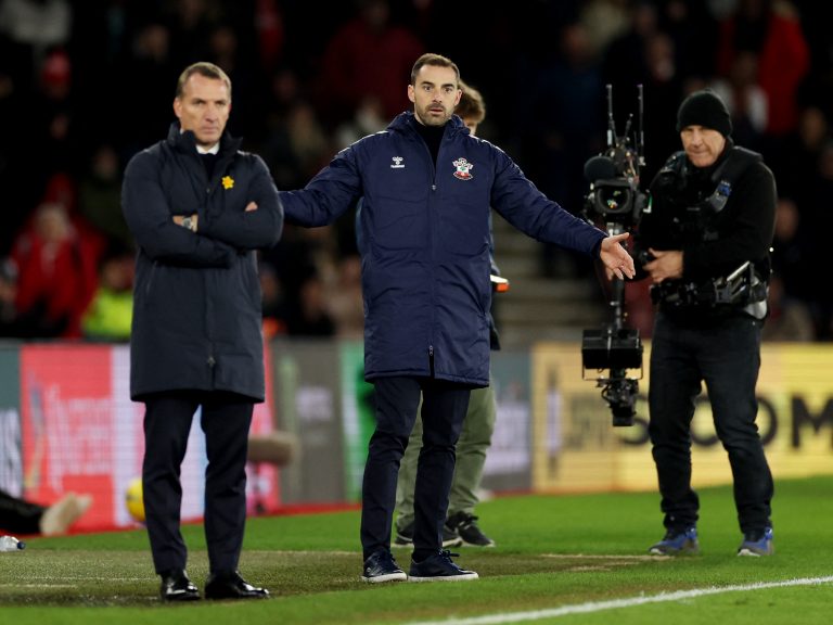 Southampton boss Ruben Selles on the touchline against Leicester